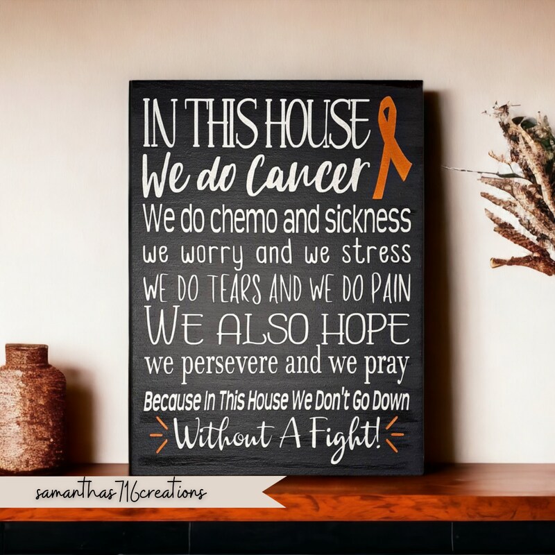 In This House We Do Cancer, Custom Painted Canvas, Wall Sign